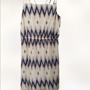 Pre owned Skies are Blue Aztec print mini spaghetti strap dress, size medium
